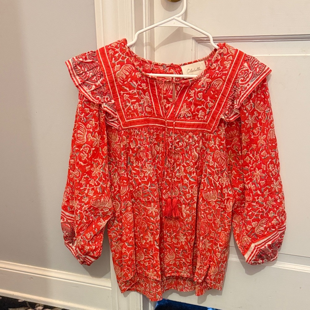 Cleobella Red Floral Blouse